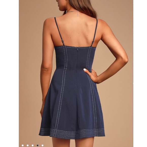 New! Lulus navy blue skater dress - Picture 4 of 6